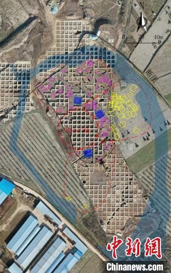 圖為位于甘肅省天水市張家川回族自治縣境內(nèi)的圪垯川遺址史家類型時期大型環(huán)壕聚落布局。(資料圖) 甘肅省文物局供圖