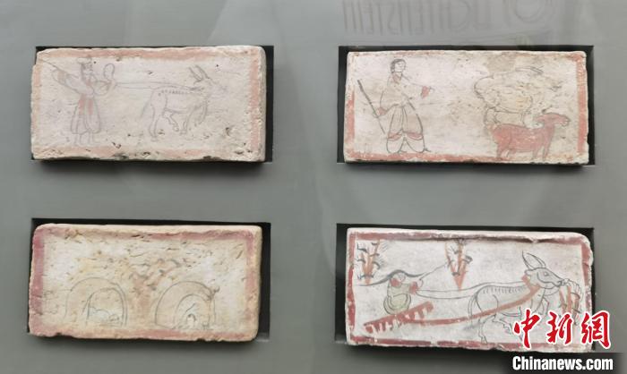 圖為嘉峪關(guān)長城博物館館藏文物魏晉墓彩繪畫像磚中豐富多彩的古代農(nóng)牧業(yè)生產(chǎn)活動。(資料圖) 丁思 攝