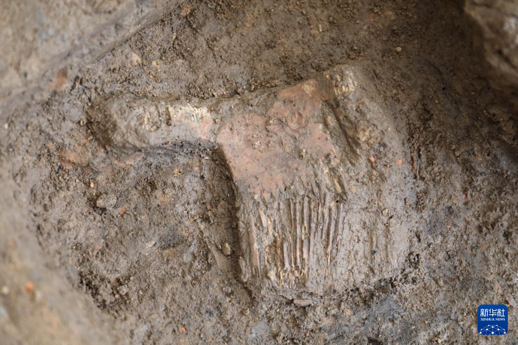 河南南陽市黃山新石器時代遺址出土的屈家?guī)X文化骨梳（資料圖）。