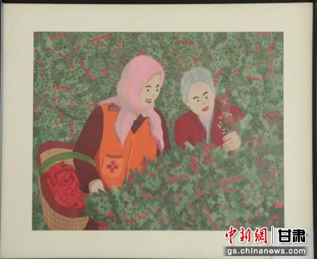 靖遠縣枸杞種植業(yè)帶動10多萬農(nóng)民脫貧致富。刺繡 王明風 繡稿 胡靜