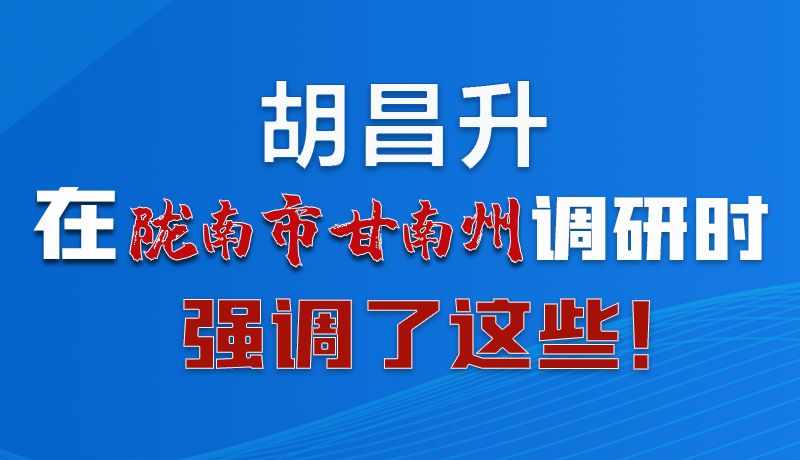 圖解|胡昌升在隴南市甘南州調(diào)研時強調(diào)了這些！