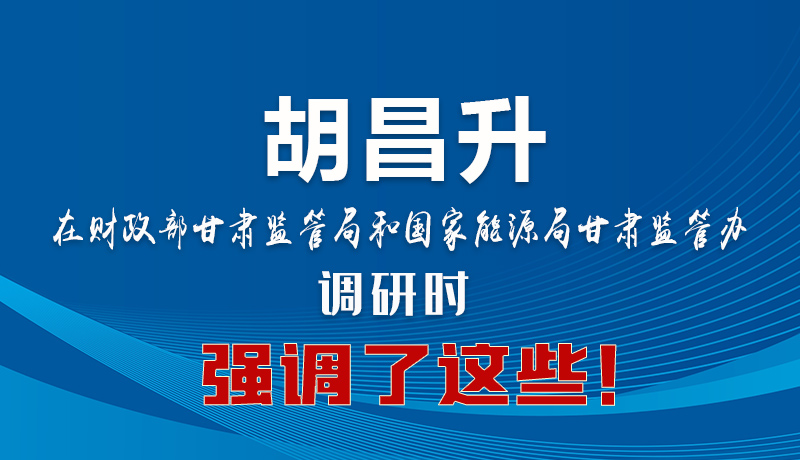 圖解|胡昌升在財政部甘肅監(jiān)管局和國家能源局甘肅監(jiān)管辦調研時強調了這些！